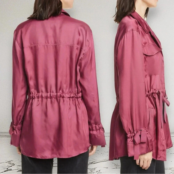 NWT CINQ À SEPT MathieuTwill Satin Jacket Mauve Pink Size M - Picture 17 of 17